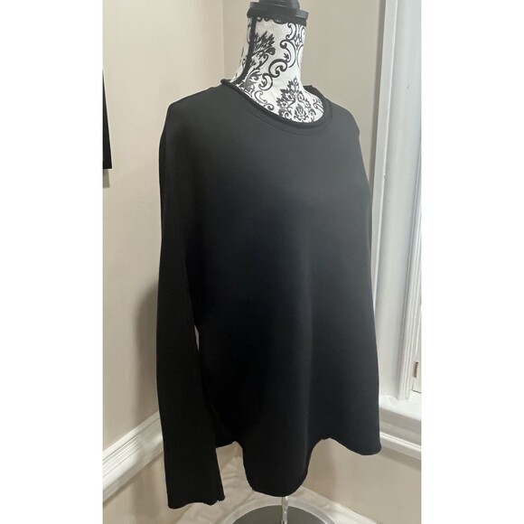 Frank & Eileen Anna Long Sleeve Triple Fleece Capelet Top Med Black Minimalist - Picture 6 of 15